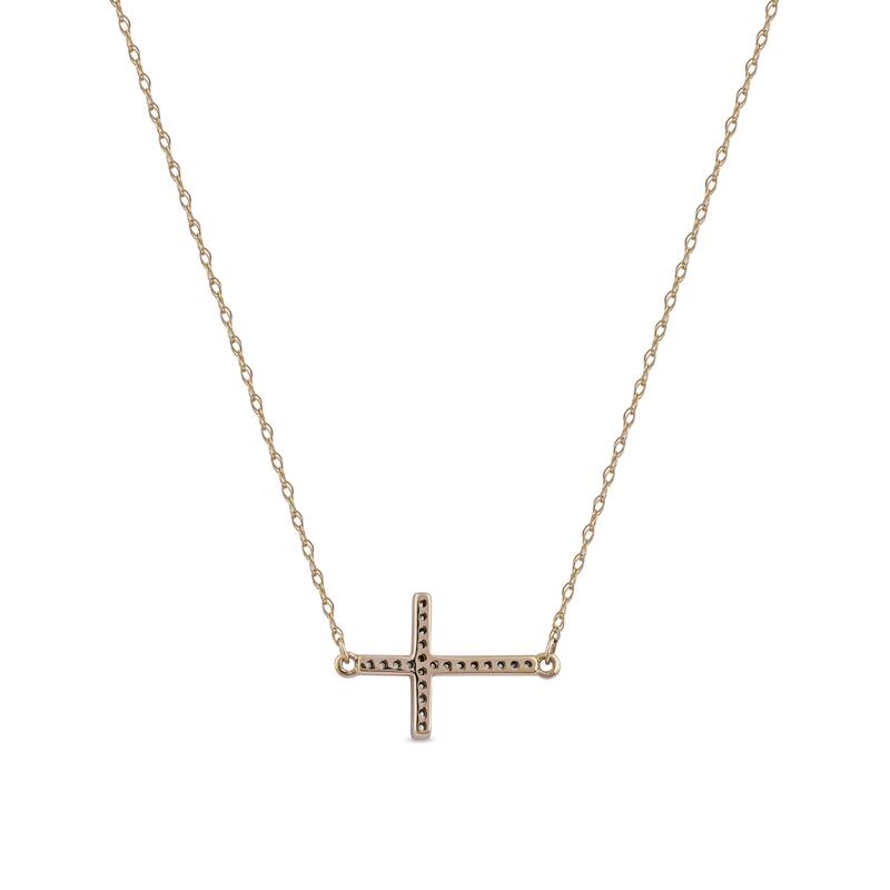 10K Gold 1/20ct TDW Diamond Cross Pendant Necklace for Women