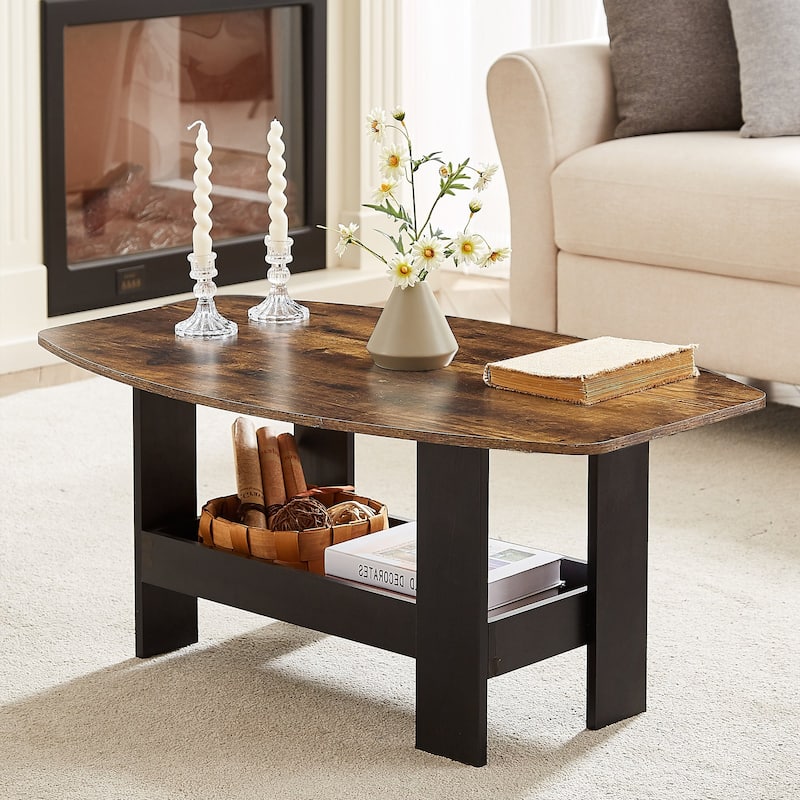 Javlergo Simple Coffee Table with Storage Shelf for Living Room