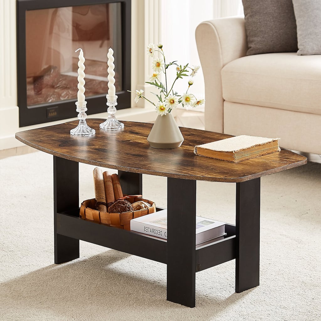 Javlergo Simple Coffee Table with Storage Shelf for Living Room