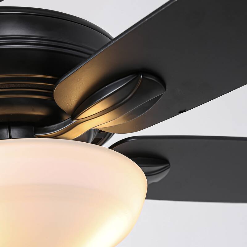 52" Black Dual Mounting Ceiling Fan with LED Light and Pull Chain