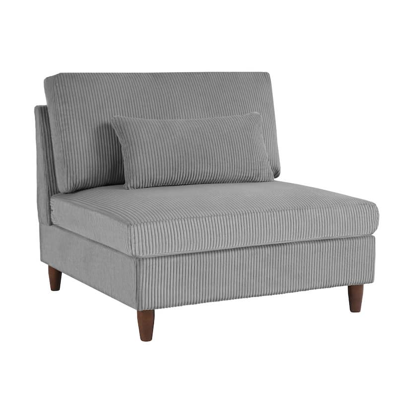 Corduroy Accent Chair with Ottoman Modular Couch Sectional Sofa