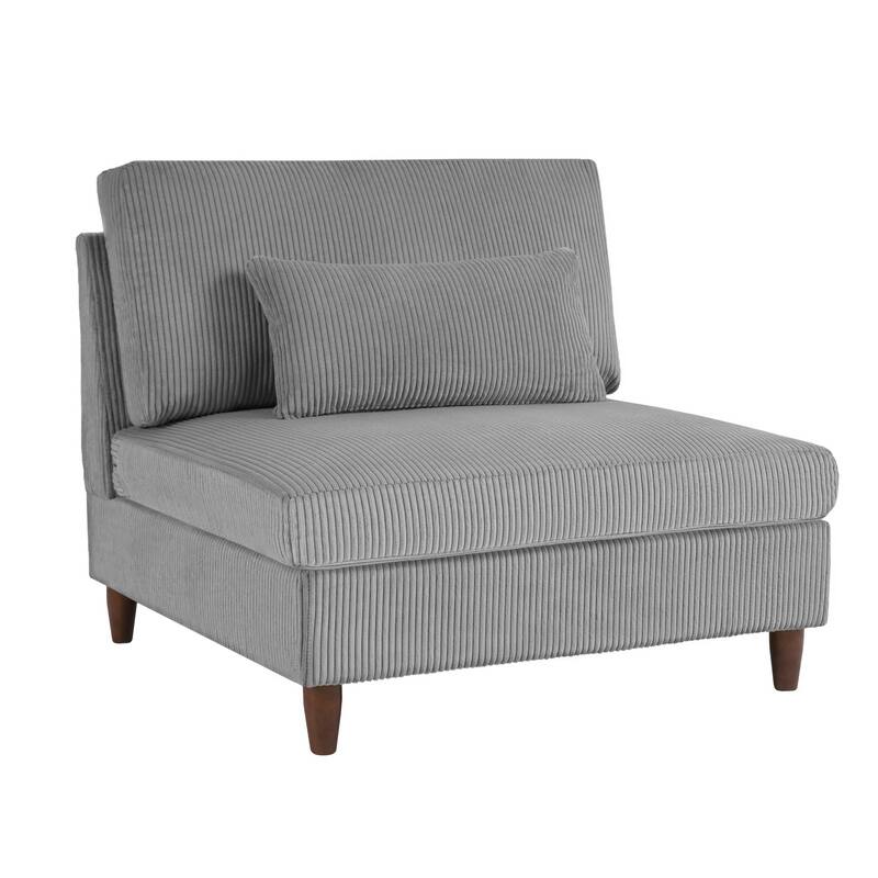 Corduroy Modular Sectional 5 Piece Sofa with Ottoman