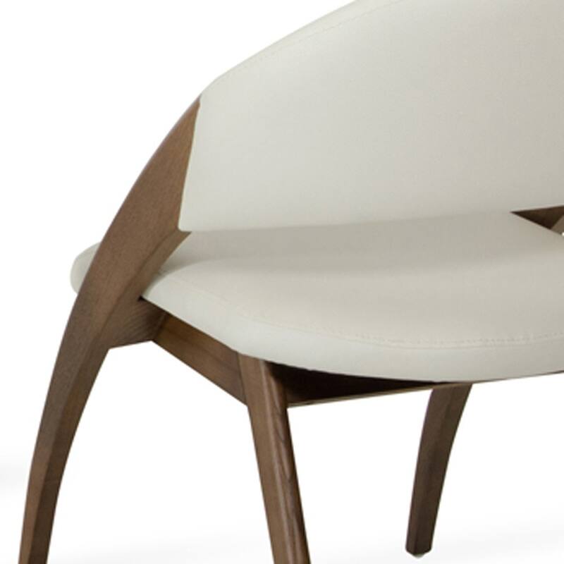 HomeRoots Set of Two Cream And Brown Upholstered Faux Leather Dining Side Chairs