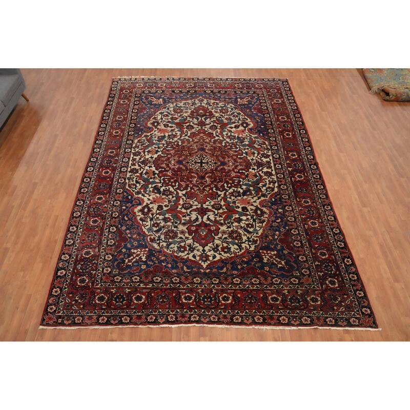 Hand Knotted Oriental 100% Wool Carpet Traditional Floral Beige & Ivories Bakhtiari Area Rug - 14' 7'' X 10' 5''