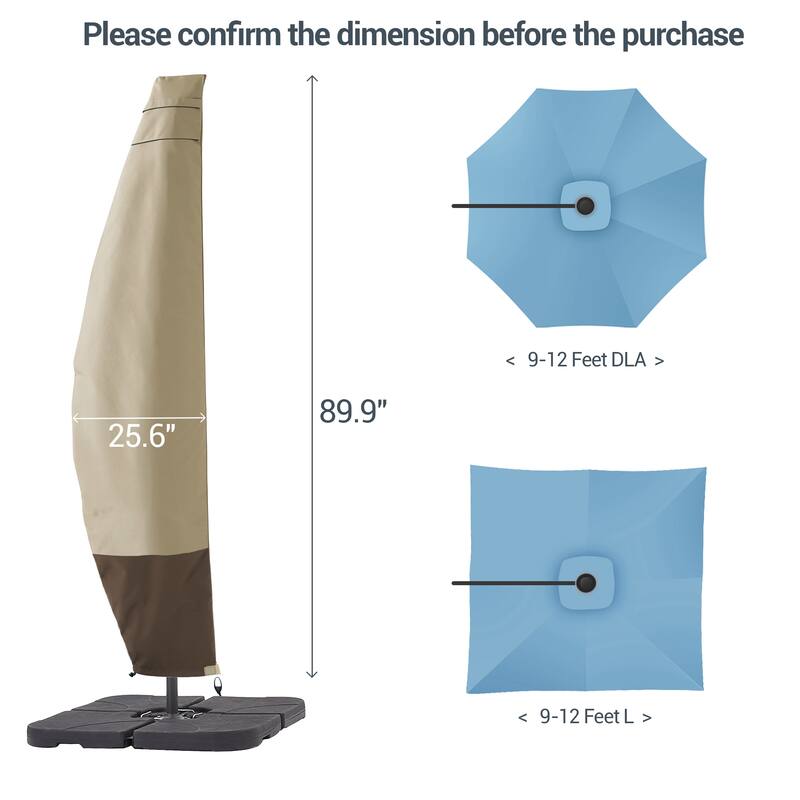 LIVOOSUN Patio Offset Umbrella Covers 600D Waterproof, Fits 8ft-11ft