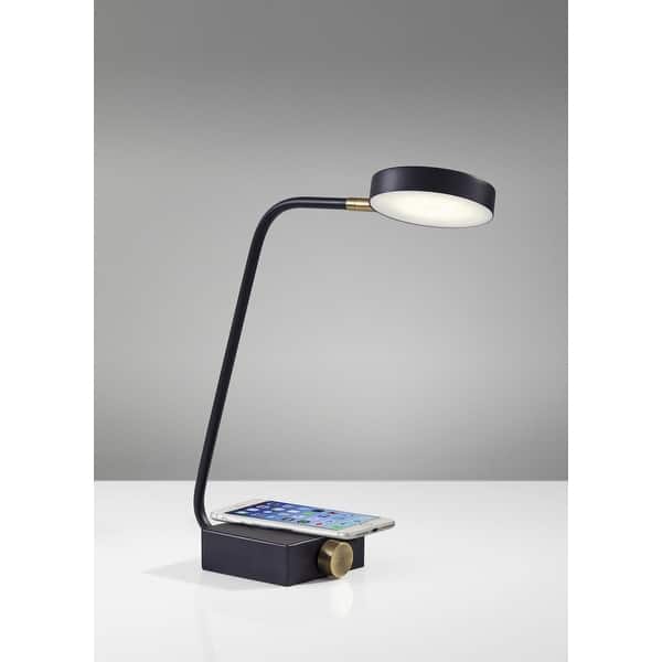 Tech Enhanced Black Metal Disk Led Adjustable Desk Lamp