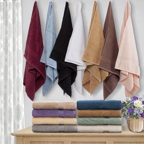 Superior Modern Ultra-Soft Absorbent Long Combed Egyptian Cotton Bath Towel (Set of 4)