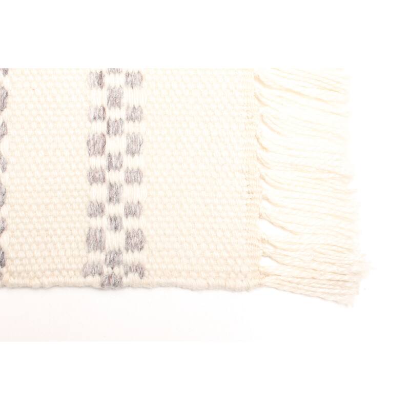 ECARPETGALLERY Flat-Weave Ankara FW Ivory Wool Kilim - 5'2 x 7'6