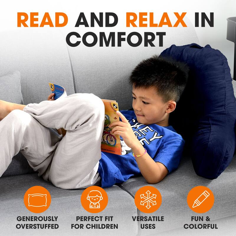 Cheer Collection Kids Size Reading and Backrest Pillow with Armrest