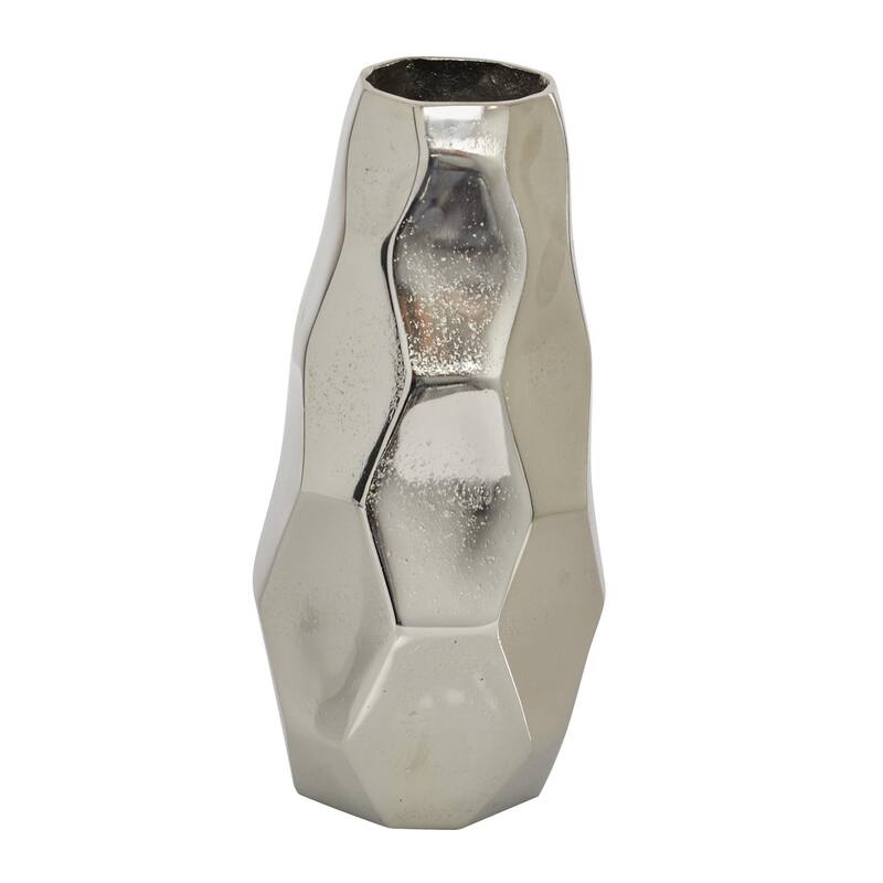 Aluminum Metal Geometric Decorative Vase - Silver - Roche River Decor