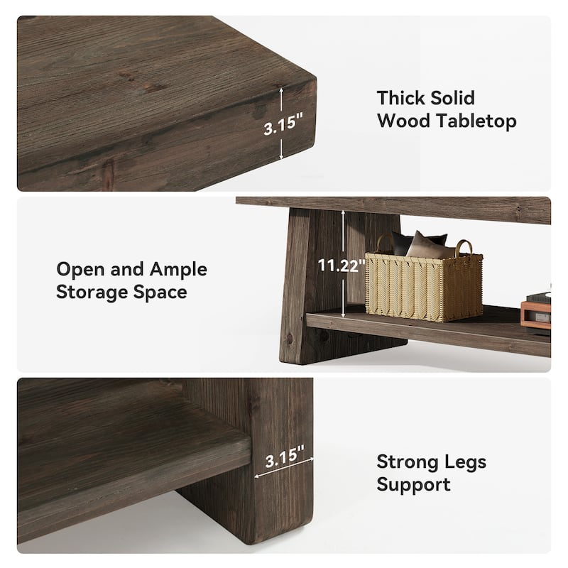 2-Tier Solid Wood Entryway Bench with Shelves, Dining Bed End Accent Seat for Dining Room Living Room Hallway Bedroom
