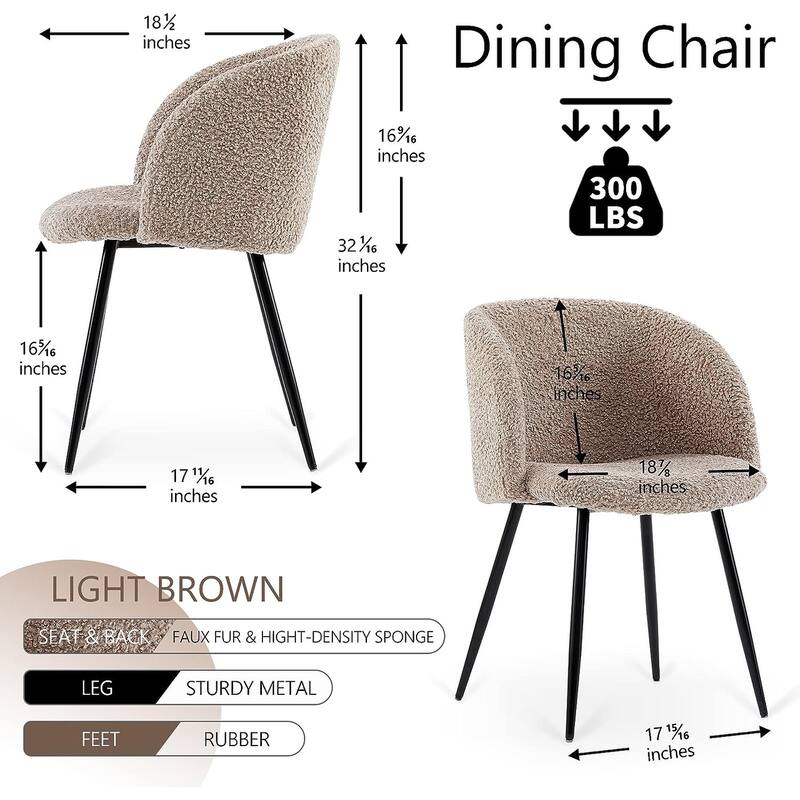 Howtai Cozy Accent Armchair, Fluffy Sherpa Dining Chair Set of 2