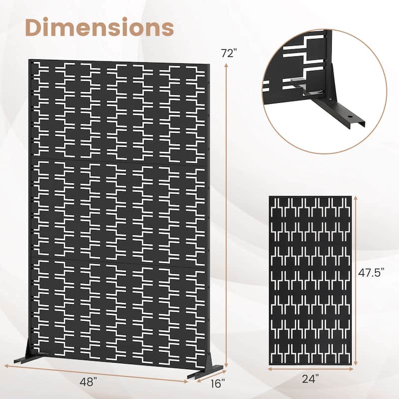 Costway 1/2 PCS 72”H x 48”WMetal Privacy Screen with Expansion Bolts & - See Details
