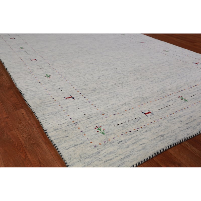 Tribal Gabbeh Indian Area Rug Handmade Wool Carpet - 5'2" x 7'10" - 5'2" x 7'10" - Ivory/Beige