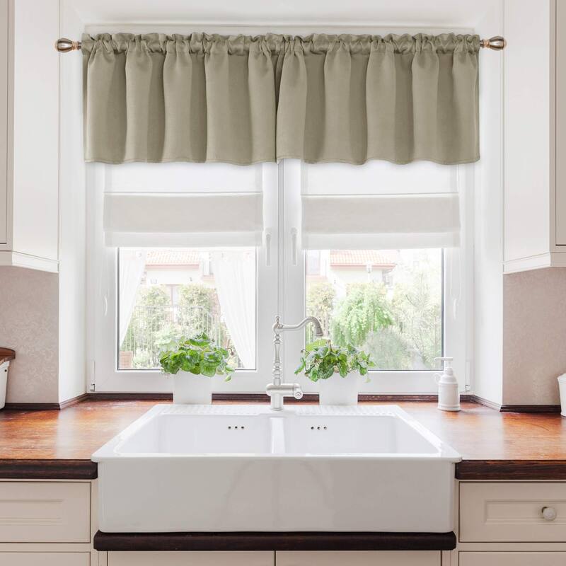 Deconovo Solid Rod Pocket Curtain Panel Pair, Set of 4 Panels - 52x24 Inch - Beige