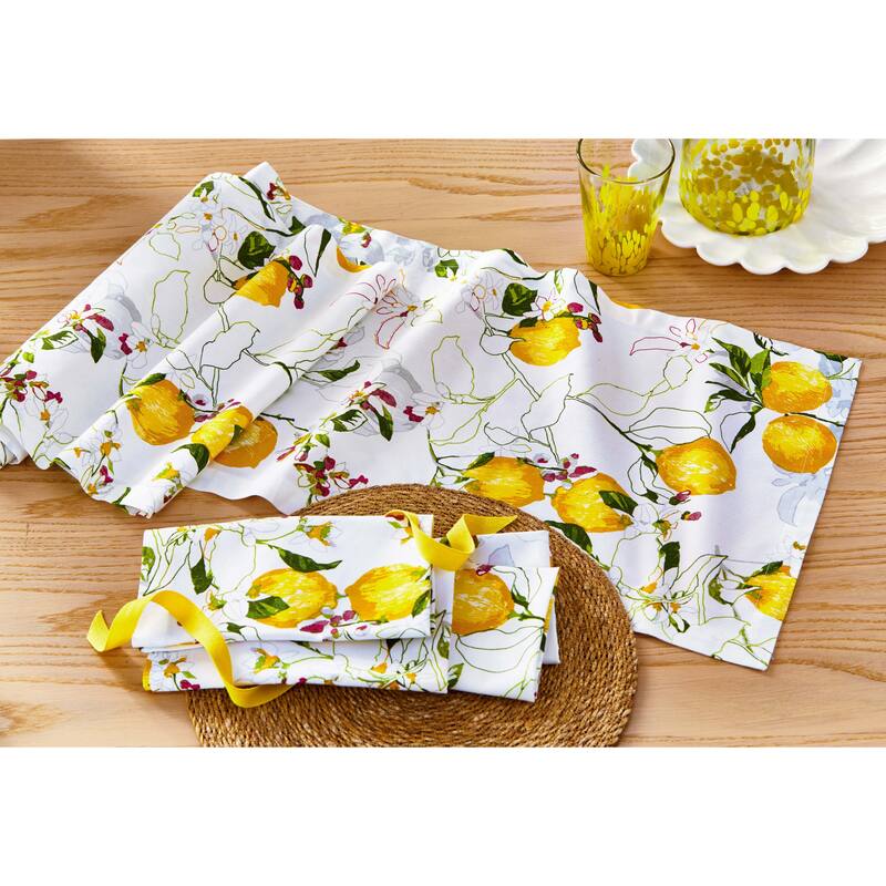 Lemoncello Multicolor Cotton Table Runner for Spring and Summer - Machine Washable, 72" x 16"