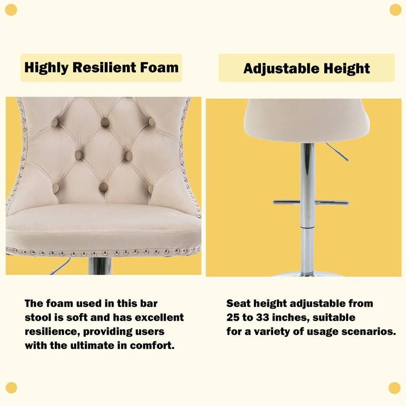 Swivel Foam Barstools Adjusatble Seat Set of 4