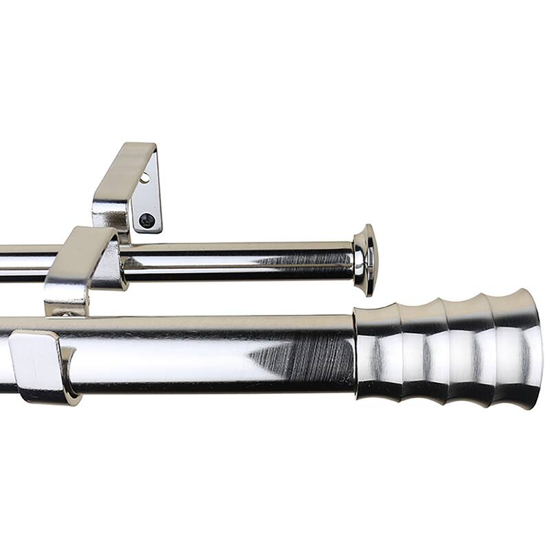 Meriville 1-Inch Diameter Oakley Double Window Curtain Rod - Satin Nickel - 48"-84"