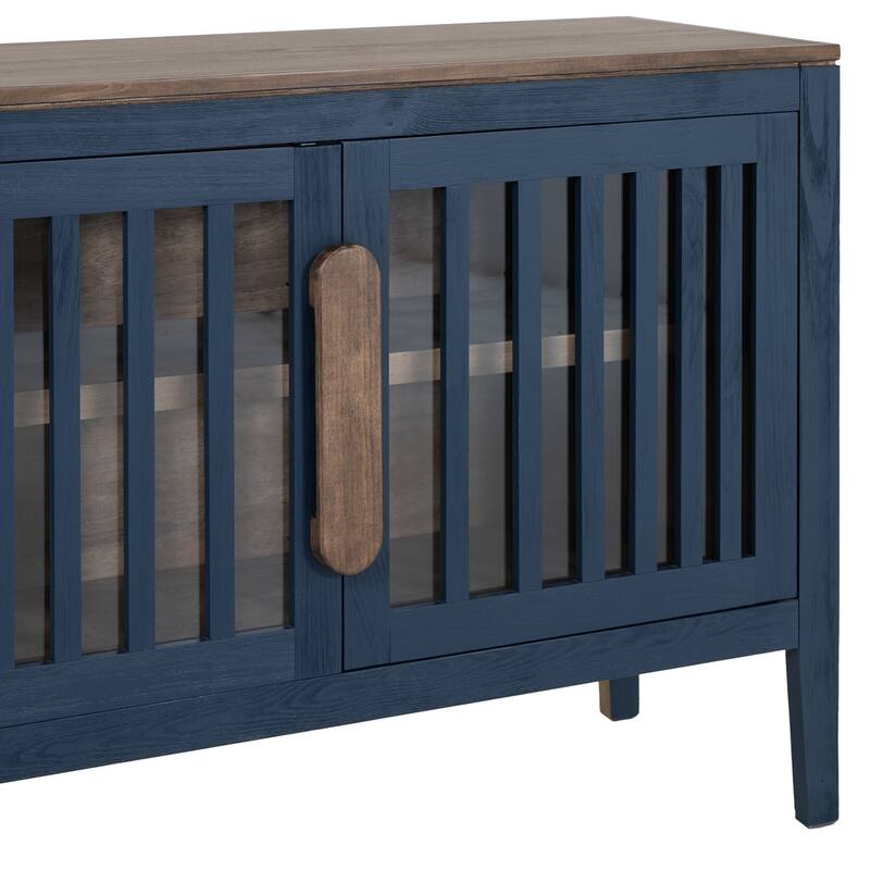 Maltie Sideboard Console Cabinet, 2 Doors, Indigo Blue Wood, 54 Inch