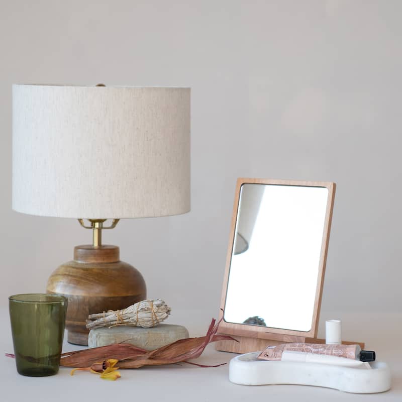 Rubberwood Reflections Desk Mirror