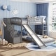 preview thumbnail 11 of 18, Merax Twin over Twin Bunk Bed with Storage Stairway and Slide Grey