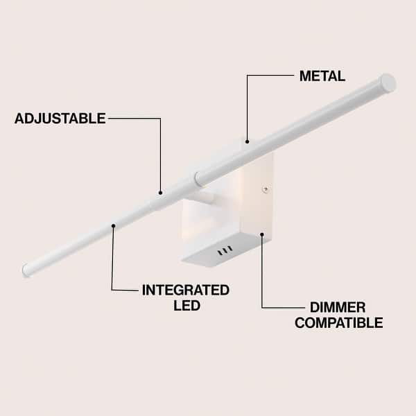 dimension image slide 21 of 34, JONATHAN Y 28" Dimmable Integrated LED Metal Wall Sconce