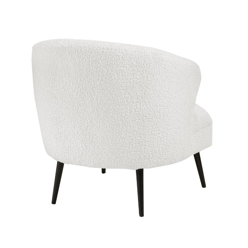 Neda Accent Chair, Soft Beige Boucle, Curved Barrel Back
