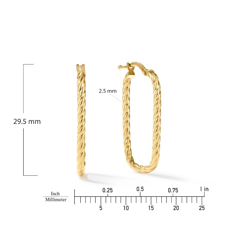 Clover 14K Gold High-Polish Rope Rectangle Hoop Earrings