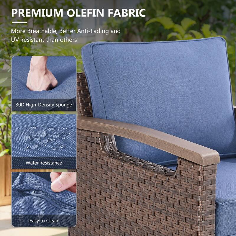 Gymojoy Wicker Patio Chairs Set of Two with Olefin Cushions Water-Resistant