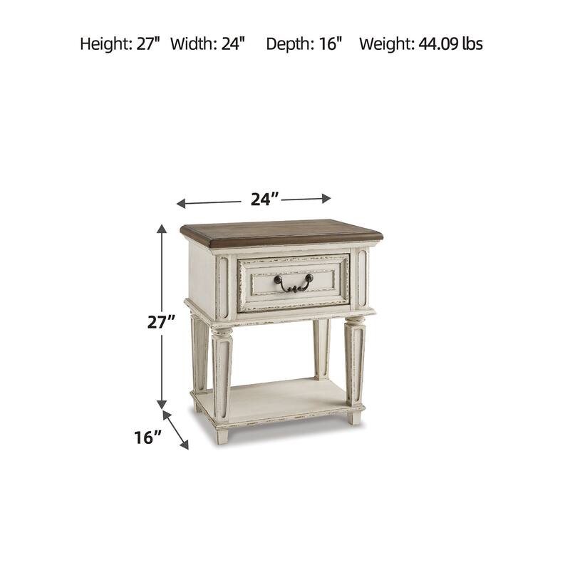 Signature Design by Ashley Nettle Bank 1-drawer Chipped White and Brown Wood Nightstand