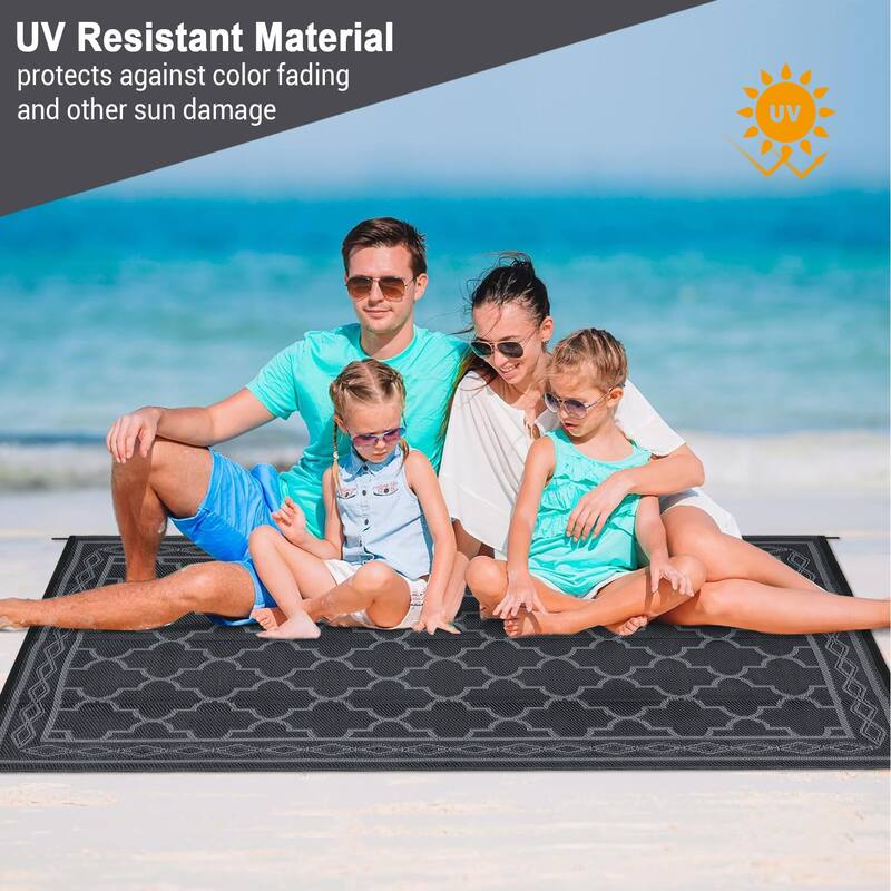 Outdoor Rug Waterproof Reversible Rug Outside Plastic Carpet, Stain & UV Resistant Portable RV Rug