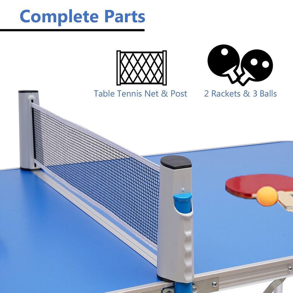 WhizMax Mid-Size Table Tennis Game Set - Indoor/Outdoor Portable Table Tennis Game With Net 2 Table Tennis Paddles And 3 Balls Blue