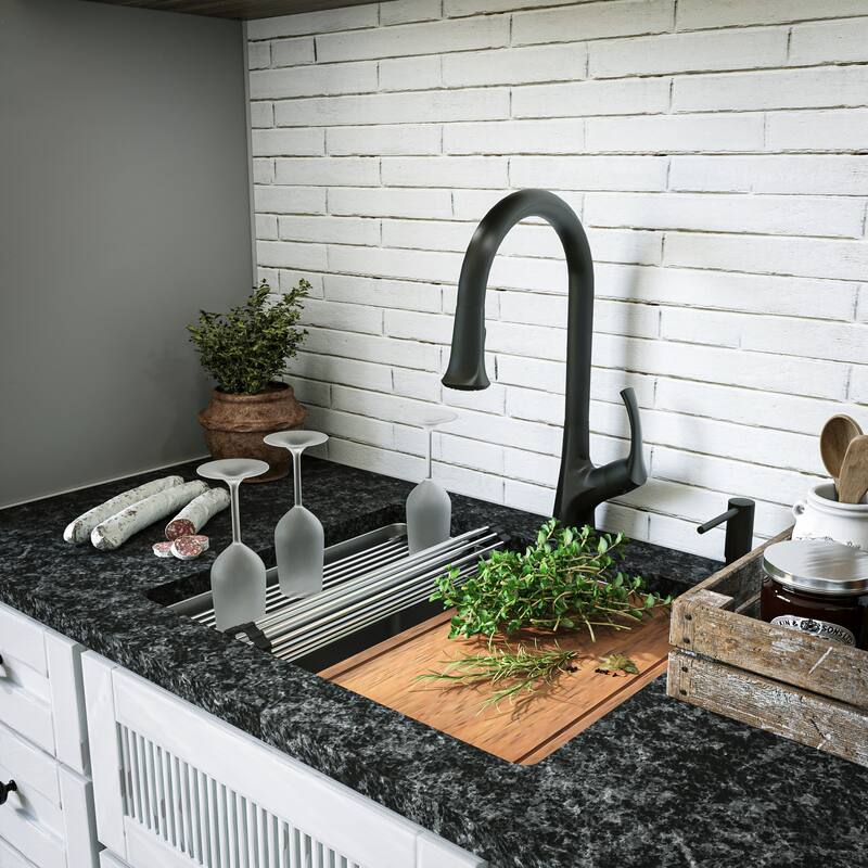Karran Elite WS-32-PK1 Undermount 23" Single Bowl Stainless Steel Workstation Kitchen Sink