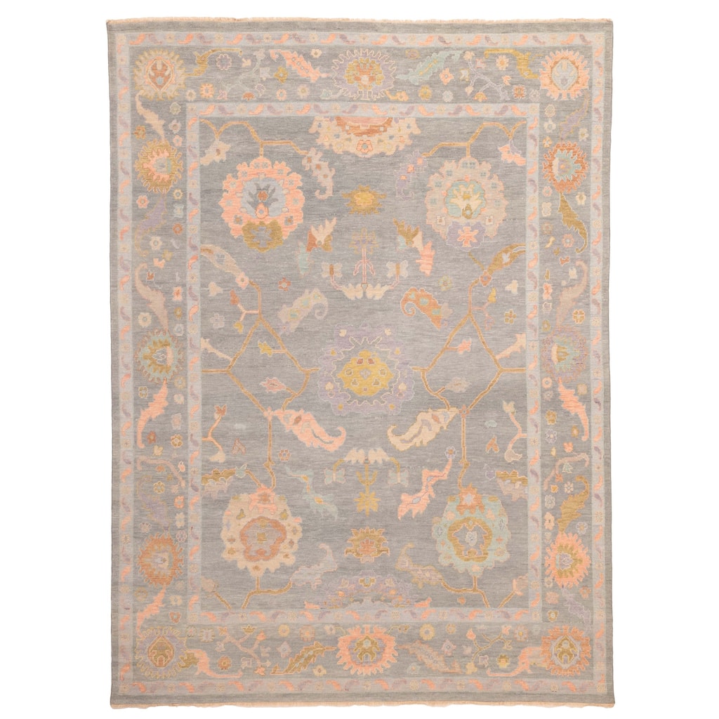 ECARPETGALLERY Hand-knotted Modern Oushak Sage Wool Rug - 8'11 x 11'11