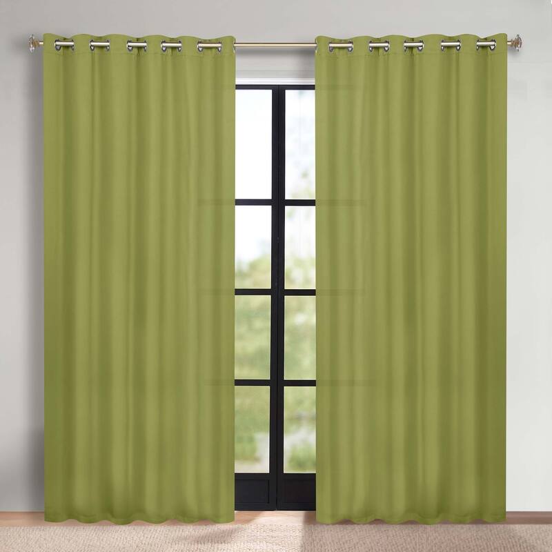 Superior Solid Machine Washable Room Darkening Grommet Blackout Curtains, Set of 2