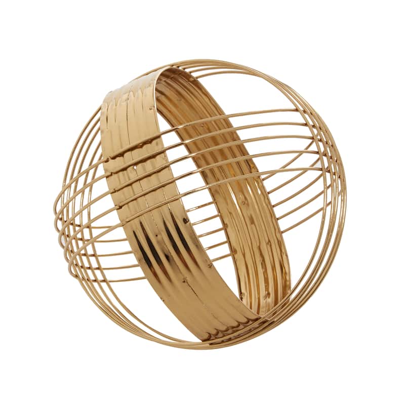 CosmoLiving by Cosmopolitan Gold Metal Geometric Decorative Sculpture (Set of 3) - S/3 8", 7", 6"H
