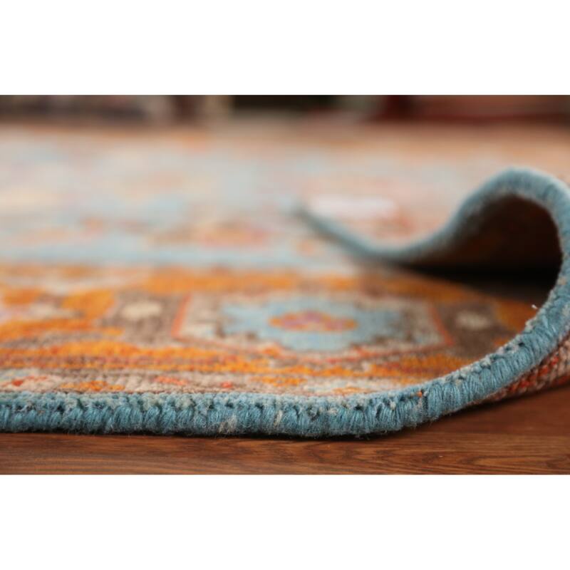 Blue Heriz Serapi Indian Area Rug Hand-Knotted Traditional Wool Carpet - 8'10" x 11'9"