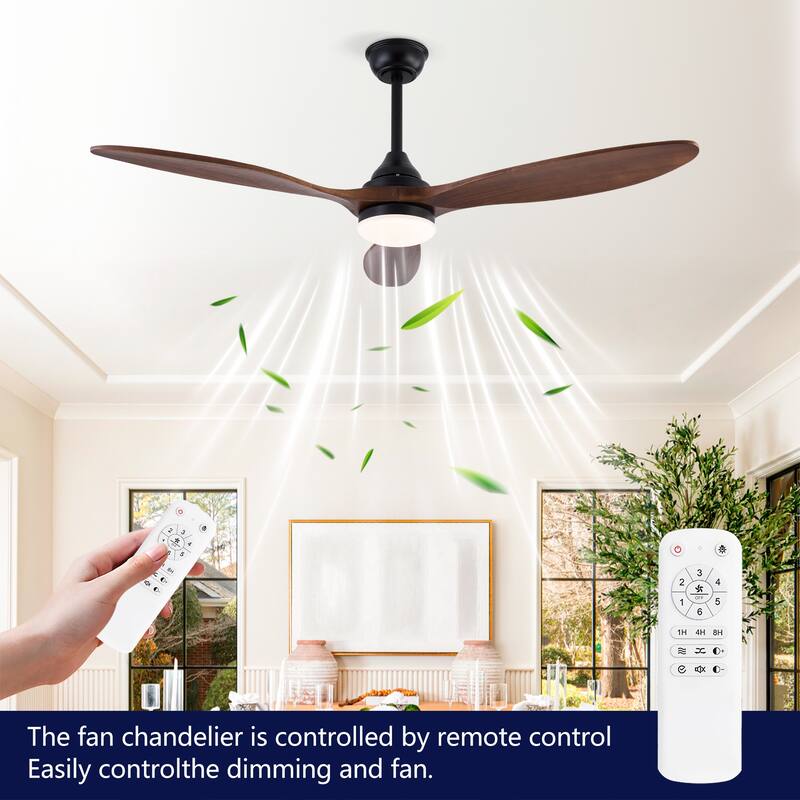 52" Ceiling Fans w/ Lights, Dimmable LED, Remote Control Reversible DC Motor
