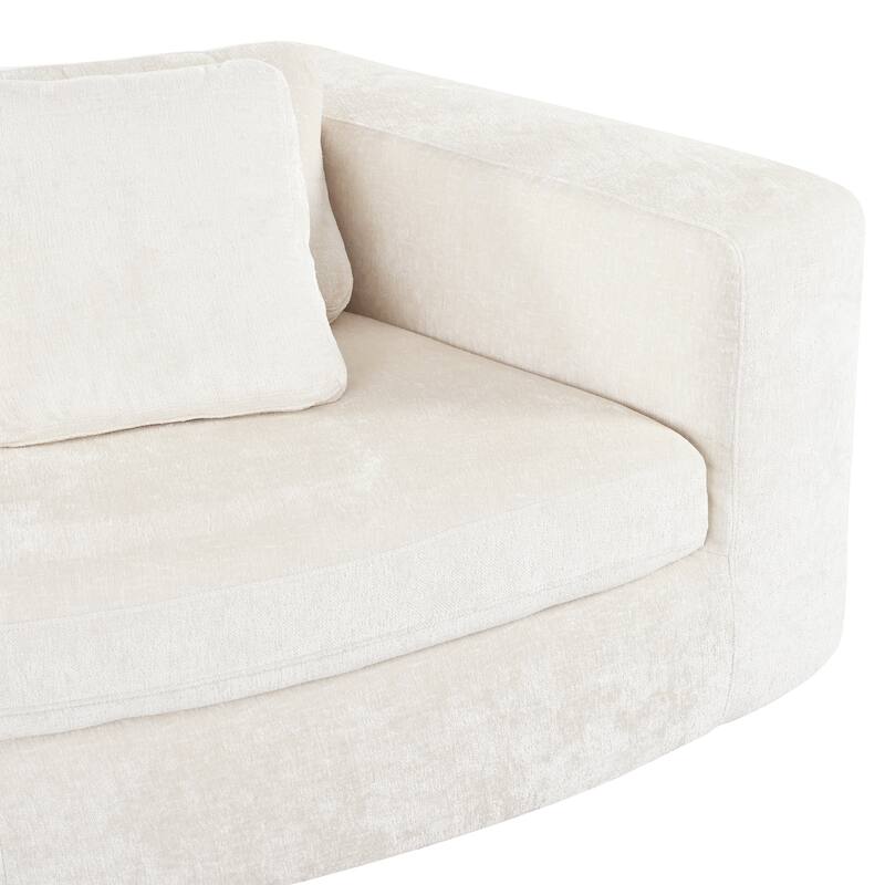 115.7" Chenille Modular Sofa Set with Curved Design - 4-Seater and 5 Cushions (No Assembly Required)