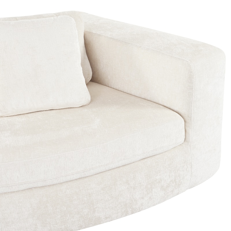 115.7" Pure Foam 2-Piece Sofa Set, 4-Seater, Chenille Jacquard, Curved, No Assembly, Beige