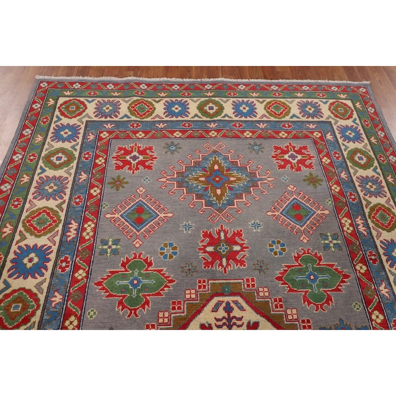 Kazak Oriental Area Rug Hand-Knotted Home Decor Wool Carpet - 6'1" x 8'10"