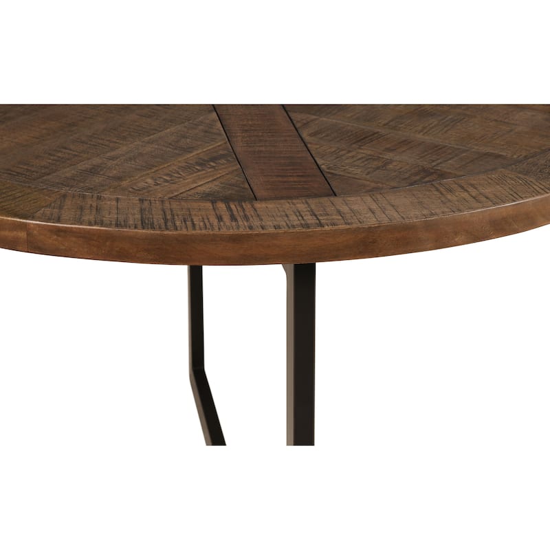 Sherrill 48-inch Diameter Mango & Steel Modern Dining Table