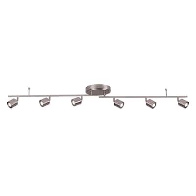 Core 6-light Satin Nickel LED Fixed Rail, Satin Nickel Steel Shade - Satin Nickel