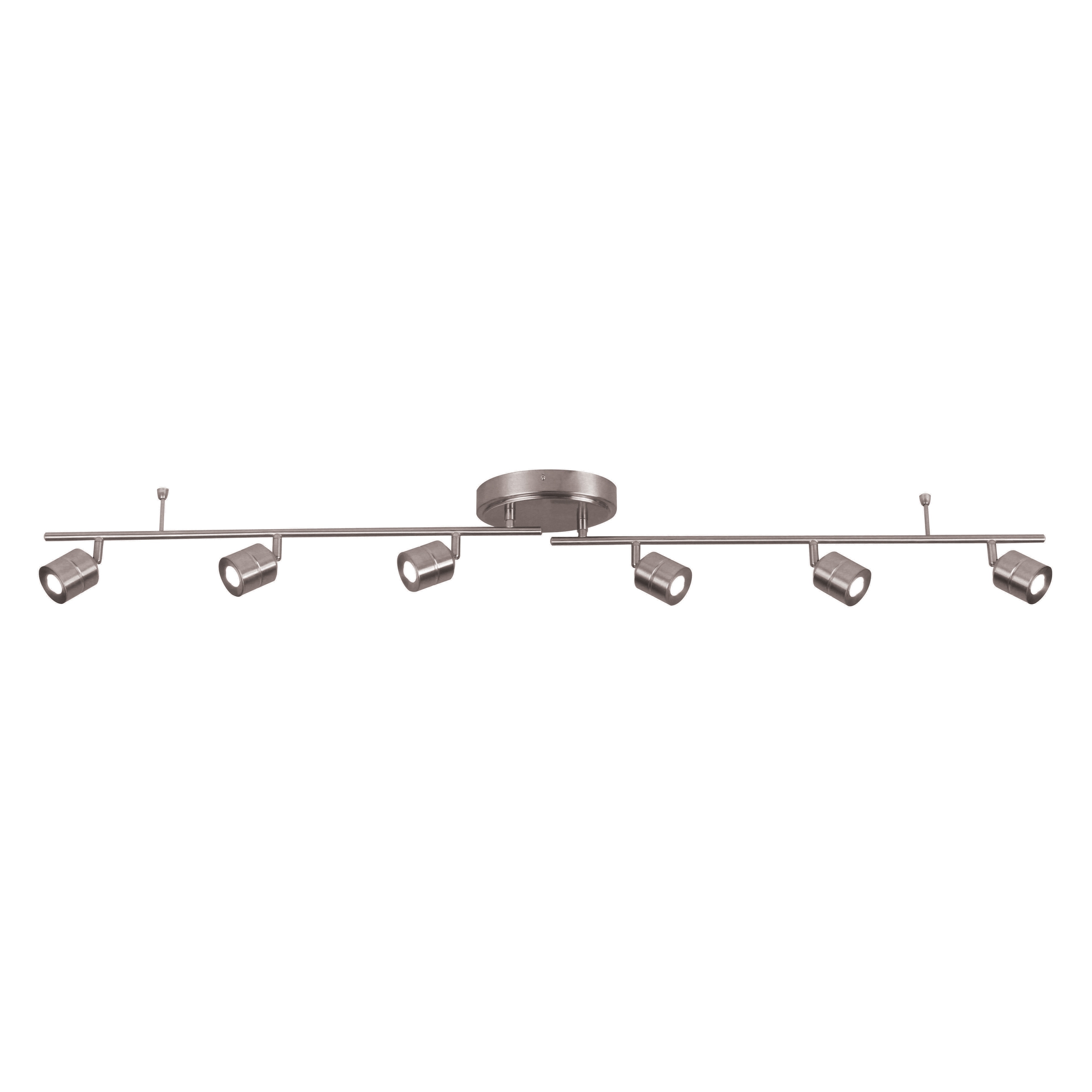 Core 6-light Satin Nickel LED Fixed Rail, Satin Nickel Steel Shade - Satin Nickel