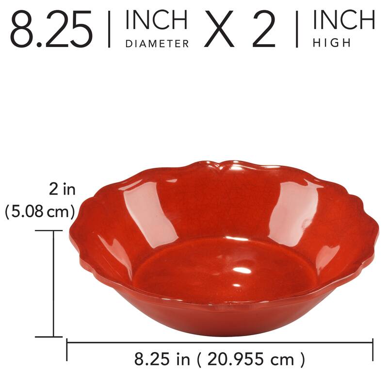 Certified International Red Crackle 8.5" Melamine All Purpose Bowls, Set of 4 - 8.25" Diameter x 2"
