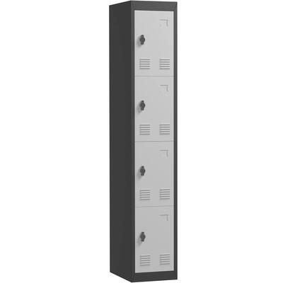 71" Tall Slim 4-Door Metal Locker Storage Cabinet for Office, School - N/A