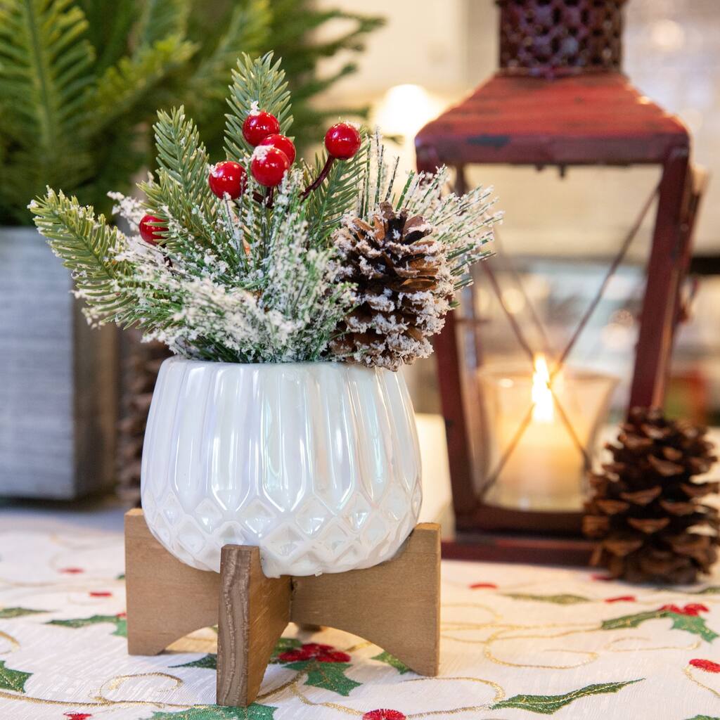 Xmas Mix in 4" Cupcake Ceramic on Stand |Set of 2