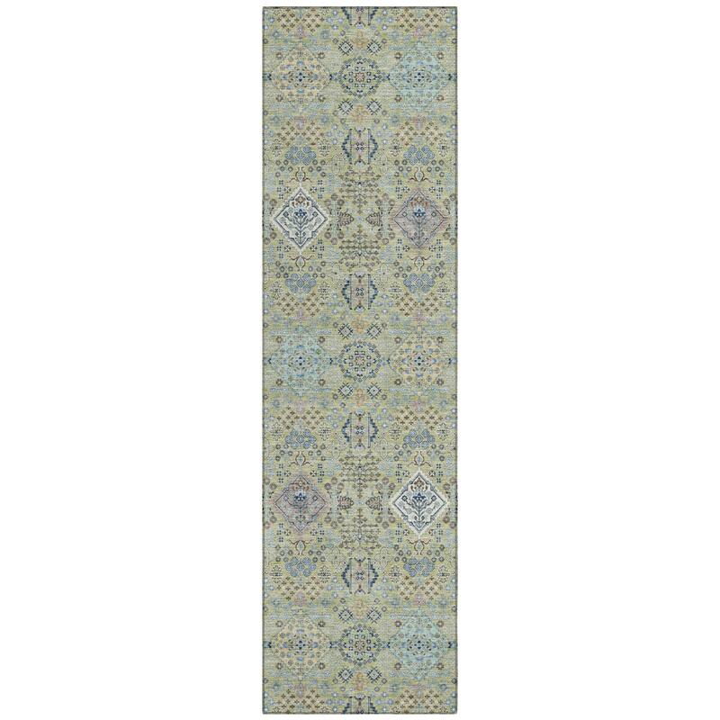 Machine Washable Indoor/ Outdoor Boho Panel Chantille Rug