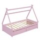 preview thumbnail 22 of 24, Twin Size House Bed with 2 Storage Drawers, Floor Montessori Bed with Triangle Structure, House Shaped Wooden Daybed for Kids