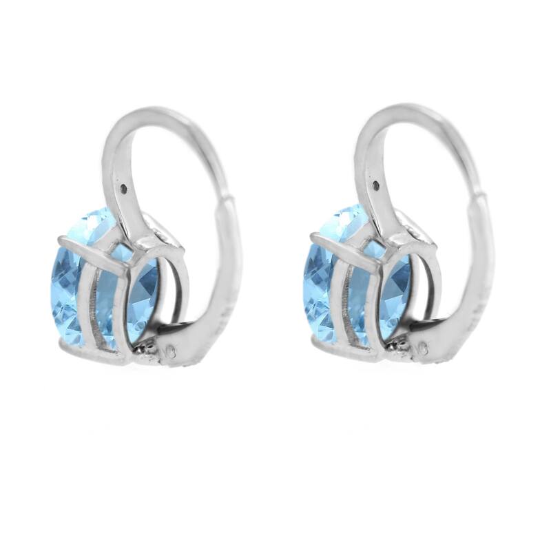 925 Sterling Silver Sky Blue Topaz and Diamond Earrings